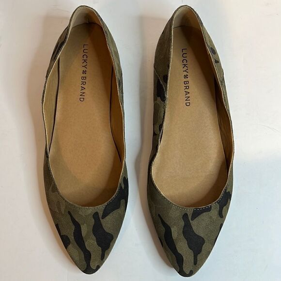Lucky Brand Camo Green Suede Flats Shoes Size 8‎ - Picture 3 of 13